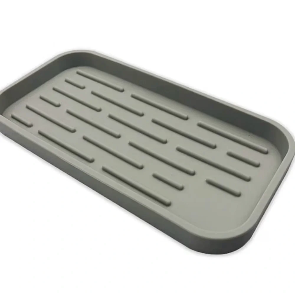 Gray Silicone Draining Mat Set of Two